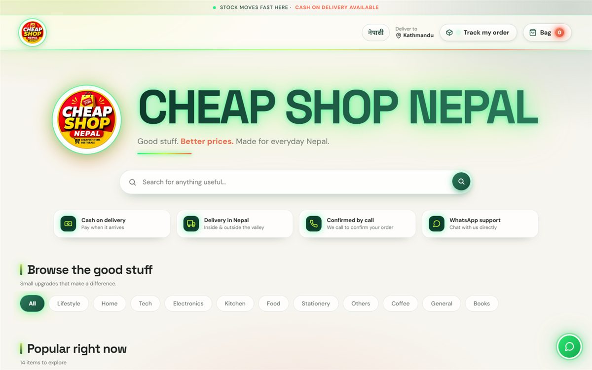 Cheap Shop Nepal website