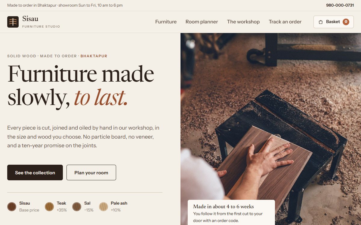 Sisau Studio website, home page
