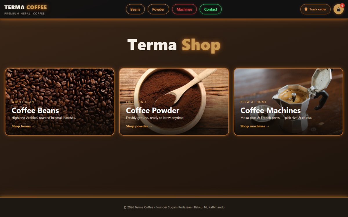 Terma Coffee website
